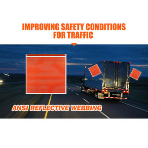 FMCSA 393.87 Approved 18 X 18 Inch PVC Mesh <b>Safety</b> Flag with Wooden Dowel ANSI Reflective Webbing for <b>Roadway</b> Jersey Mesh Style - Product Image 3