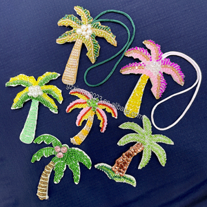 Ph120 Bán Buôn Hạt Ngọc Trai Cây Dừa Appliques May Trên Handmade Đính Cườm Sequin Dừa Palm Bãi Biển Cây Quyến Rũ - Product Image 2