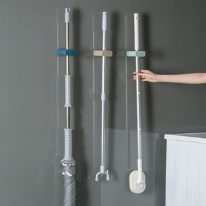 Bathroom Accessories <b>Wall</b> <b>Mounted</b> <b>Shelf</b> Organizer Hook Broom Holder Hanger Behind Doors Kitchen Storage Tool Broom and Mop Rack - Product Image 3