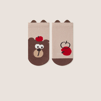 Chaussettes mi-mollet pour enfants Xiangyi en coton peigné respirant avec poignées antidérapantes, oreilles d'animaux 3D, bout sans couture et revers souple