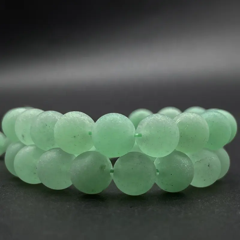 สีเขียว Aventurine ลูกปัดเคลือบฝ้าสีเขียว Aventurine ลูกปัดสำหรับการทำเครื่องประดับสร้อยคอสร้อยข้อมือสีเขียว Aventurine