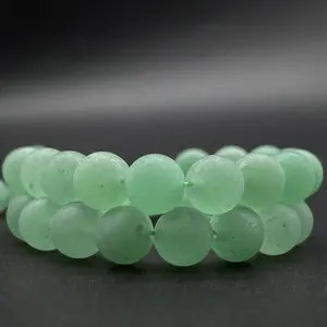 哑光磨砂绿色天纹珠子用于珠宝制作项链手镯绿色宽松宝石珠子