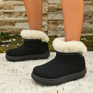 Bottes de neige à plateforme pour femmes, bottes d'hiver chaudes en tissu suédé, bottines à enfiler antidérapantes en microfibre suédée, <span class=keywords><strong>chaussures</strong></span> d'extérieur - Product Image 3