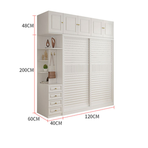 ตู้เสื้อผ้าที่เก็บเสื้อผ้าสไตล์ยุโรปตู้เสื้อผ้าเฟอร์นิเจอร์ไม้ประตูบานเลื่อนทันสมัยสำหรับห้องนอน - Product Image 5