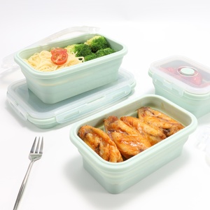 BPA Free Silicone Lunch Box Collapsible Bento Box Kitchen Storage Containers Foldable Food Box For Kids