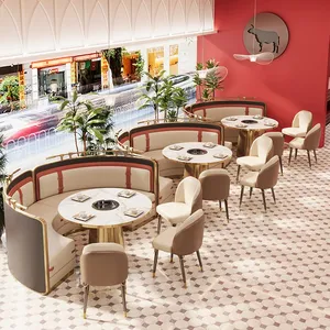 Vendita calda moderna panca da pranzo caffè in pelle divano stand posti a sedere Hot pot ristorante tavolo e set di sedie