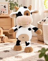 Peluche personnalisée en forme de vache, adorable animal en peluche noir et blanc avec logo brodé, cadeau personnalisé OEM ODM