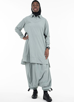 Ensemble Coordonné Décontracté Tunique et Pantalon de Mode Modeste pour Femmes Musulmanes, Abaya Ample à Boutons, Tenue de Sport Unie