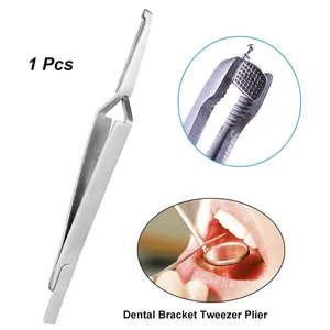 1個歯科用ピンセットプライヤーダイレクトブラケットホルダーステンレス鋼ピンセット矯正接着鋸歯状歯科用歯のケアツール
