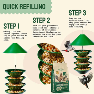 Jh-mech 3.5Lbs büyük kapasiteli kuş besleyiciler ile 4 besleme portları dışında asılı Metal kuş besleyiciler için açık havada sincap geçirmez - Product Image 4