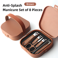 Ensemble de coupe-ongles portable 7 pièces, kit de coupe-ongles anti-éclaboussures en acier inoxydable avec étui de rangement pour cadeaux