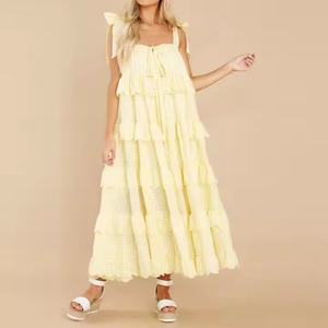 Robes d'été de haute qualité en gros pour femmes, personnalisées OEM, bretelles spaghetti, en mousseline, grandes tailles, robes de bal de luxe - Product Image 1