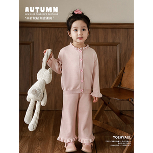 طقم ملابس أطفال YOEHYAUL صوف محبوك للفتيات الصغيرات - قطعتين - Product Image 4