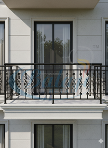 Barandilla de Hierro Fundido Moderna de Lujo sin Marco, Acabado Super Shot Blast, Metal Pulido Gris, Protección UV, Barandilla para Balcón de Villa, 5 Años de Garantía - Product Image 2
