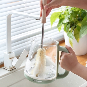 FF628 Kitchen Dish Cleaner Scrubber Baby Bottle Glass Wine Decanters <strong>Flask</strong> <strong>Cleaning</strong> Brush Wood Long Handle Water Bottle Brush - Product Image 3