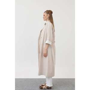 Gabardina para Mujer, Color Crudo, Manga Larga, Tejido de Tela, Estilo Casual y Cómodo para Otoño - Product Image 2