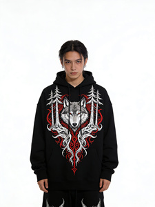 <span class=keywords><strong>Felpa</strong></span> <span class=keywords><strong>con</strong></span> Cappuccio Gotica Lupo e Foresta - <span class=keywords><strong>Felpa</strong></span> Nera Streetwear <span class=keywords><strong>con</strong></span> Design Lupo Mannaro e Boschi, Abbigliamento Urbano Fantasy Scura - Product Image 2