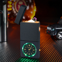 Vente flash Briquet électronique rechargeable USB à double arc avec montre Design classique Coupe-vent et durable pour cigarettes Cadeaux