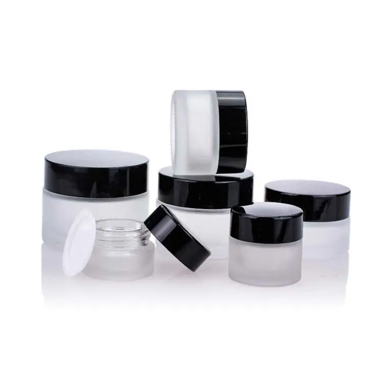 Tarro de vidrio esmerilado transparente con estampado personalizado, para cosméticos, crema facial para ojos, 5g, 15g, 30g, 50g, 100g
