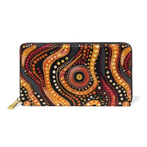 Hot Selling Australian Aboriginal Tribal Long Clutch <b>RFID</b> <b>Blocking</b> Bifold Travel PU <b>Wallets</b> Credit Card Holder with Card Slots - Product Image 1
