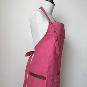 DUOLAI Vente en gros Tabliers de barista en toile de coton longs et ajustables personnalisés pour femmes en cuir et <span class=keywords><strong>poterie</strong></span> rose - Product Image 4