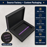 Boîte d'emballage haut de gamme sur mesure avec fermeture magnétique pour coffret de soins de la peau, boîte rigide pour bijoux avec estampage à chaud or violet.