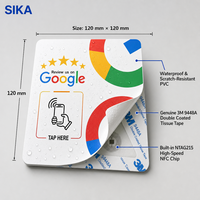 Autocollant en acrylique étanche NFC SIKA personnalisé 12x12cm NTAG215 avec fonction Tap to Rate pour carte de commentaires Google allemande