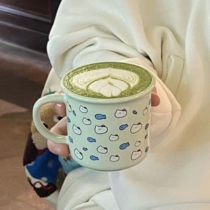 แก้วเซรามิกสโตนแวร์คุณภาพสูง ขนาดใหญ่ ใช้งานได้หลากหลาย เป็นมิตรกับสิ่งแวดล้อม ใช้กับเครื่องล้างจานและไมโครเวฟได้ ลายแมวน้อยสีเขียว - Product Image 2