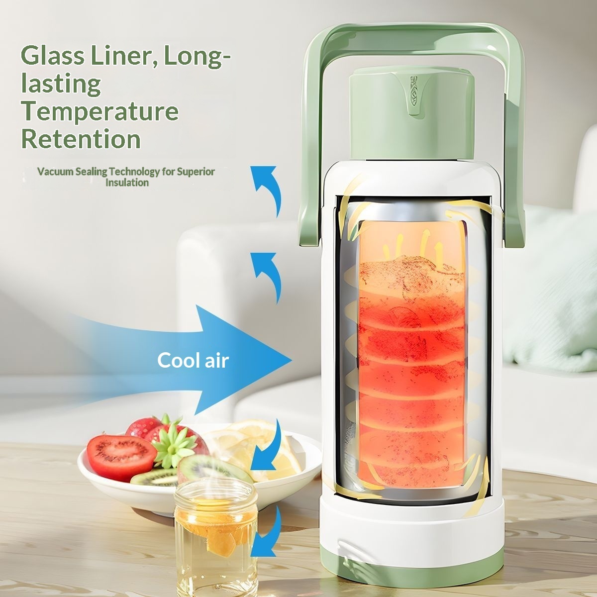 New Double Wall Vacuum Glass Thermos Kettle 36-hour Thermal Insulation Large Capacity Handgrip Lid Modern Design Boiling Water view 3