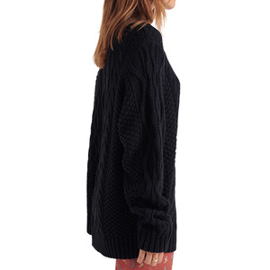 Pull en laine mélangée pour femmes, col rond, tricot torsadé, coupe ample, décontracté, pour rendez-vous, événements culturels, design texturé, vente en gros personnalisée - Product Image 3