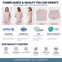 Ensemble deux pièces personnalisé pour femme : Haut à manches courtes et col en V fendu, short à ourlet large, taille élastique, poches latérales, faux short à braguette, ensemble de loungewear doux