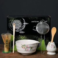 Bol à matcha avec logo personnalisé, ensemble de thé matcha en céramique japonaise, fouet à thé, poudre de thé, brosse en bambou