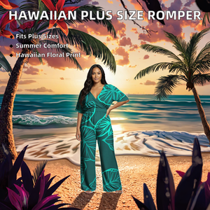 Combinaison confortable pour femme grande taille en polyester, col en V, imprimé hawaïen, motif îles polynésiennes, style plage samoan - Product Image 2