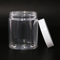 Pot cosmétique en plastique PET transparent à large ouverture avec couvercles pour crème, disponible en 100 ml, 120 ml, 200 ml, 250 ml, 500 ml, 1000 ml