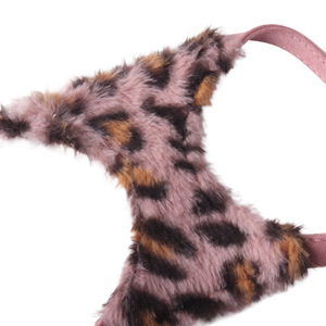 Arnés para mascotas de felpa con estampado de leopardo, correa para perros, accesorios para mascotas para caminar al aire libre, juego de correa ajustable para perros - Product Image 6