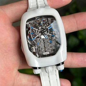ساعة يد رجالية ميكانيكية أوتوماتيكية من جاكوب-كوس الأكثر مبيعًا، بتصميم مجوف مضيء ولامع مع حزام مطاطي أبيض، مناسبة للأعمال والرياضة - Product Image 3