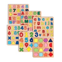 Tablero Montessori 3D de Madera con Alfabeto y Números Juguetes de Aprendizaje Cognitivo para Niños y Niñas