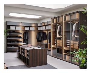 Sistema <span class=keywords><strong>de</strong></span> Vestidor <span class=keywords><strong>de</strong></span> Madera y Vidrio <span class=keywords><strong>de</strong></span> Diseño Moderno para Habitación Doble <span class=keywords><strong>Ropero</strong></span> Armario para <span class=keywords><strong>Ropa</strong></span> - Product Image 1