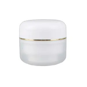 Stoples Plastik Kaca Putih Kecil dengan Tutup Emas 20 Gram Ungu Krim 50G Ramah Lingkungan Guci Kosmetik