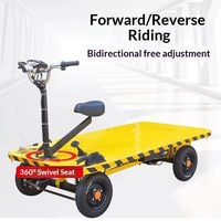 Chariot de transport électrique à 4 roues en acier inoxydable, plateforme robuste, chariot de chantier, chariot de transport de marchandises, chariot modifié multi-usages