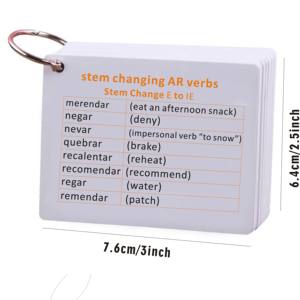 Cartes d'apprentissage populaires pour verbes réguliers et verbes à affixes, avec anneau métallique, tableaux de verbes AR/ER/IR pour étudiants et débutants - Product Image 4