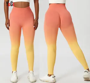 Wholesale 8 Colors Plus Size Trending Women Seamless Gradient Ombre Scrunch Back Butt Fitness Clothing Sports Gym Yoga Leggings