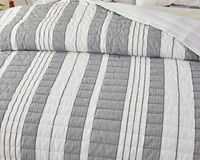 Parures de lit EMME Contemporary Quilts, taille twin, bleu marine, légères, douces, pré-lavées, matelassées, réversibles, 3 pièces, toutes saisons