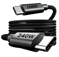 Kabel USB 2.0 2M 1M 240W 100W 48V 5A USB C ke USB C Pengisian Daya Super Cepat Kabel Data untuk iPhone 15 ke Android PC