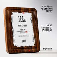 Plaque de plaques en bois Prix personnalisable en alliage d'aluminium impression par transfert de chaleur Plaque en métal en bois Prix du meilleur cadeau partenaire