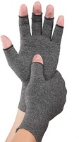 Gants orthopédiques thérapeutiques en coton gris sans doigts, à compression pour les mains, anti-arthrite, compatibles écran tactile et détection par aiguille