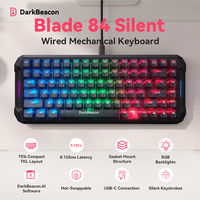 Teclado Mecánico Compacto para Juegos Blade 84 75%, Interruptores Lineales Silenciosos, Retroiluminación RGB Dinámica, Controlador Inteligente con IA