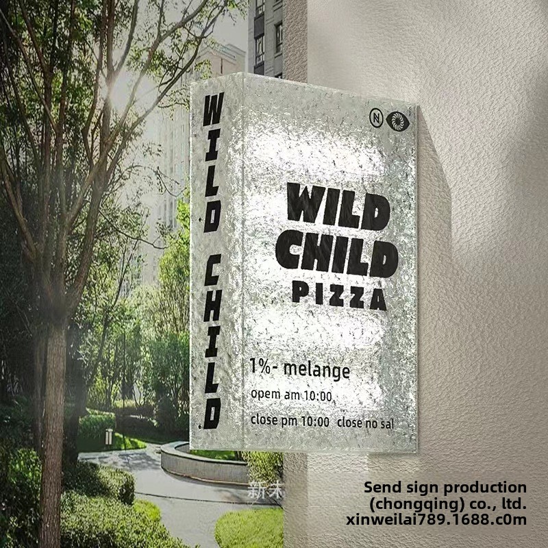 Acrylic Outdoor Solar Photo Billboard Wall-Mounted LED Light Internet Celebrity Style Stone Pattern Box Advertising Light Boxes