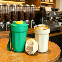 Mug isotherme en acier inoxydable à double paroi sans BPA, portable, pour le camping, avec sangle et couvercle, idéal pour le café froid
