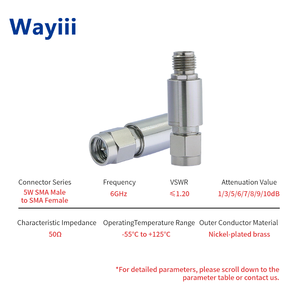 Wayiii DC-6GHz 5W SMA Male naar SMA Female <span class=keywords><strong>RF</strong></span>-dempingsversterker 1/3/5/6/7/8/9/10dB - Product Image 5